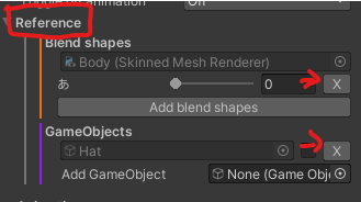 hitting the x button to remove gameobjects and blend shapes