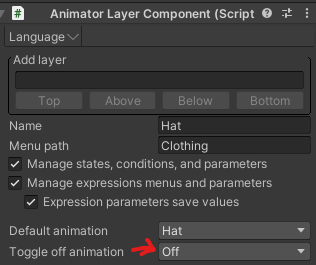changing the default animation for the layer to Off