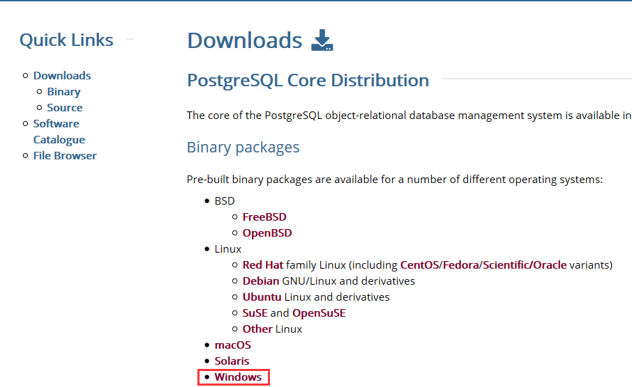 PostgreSQL Download Page