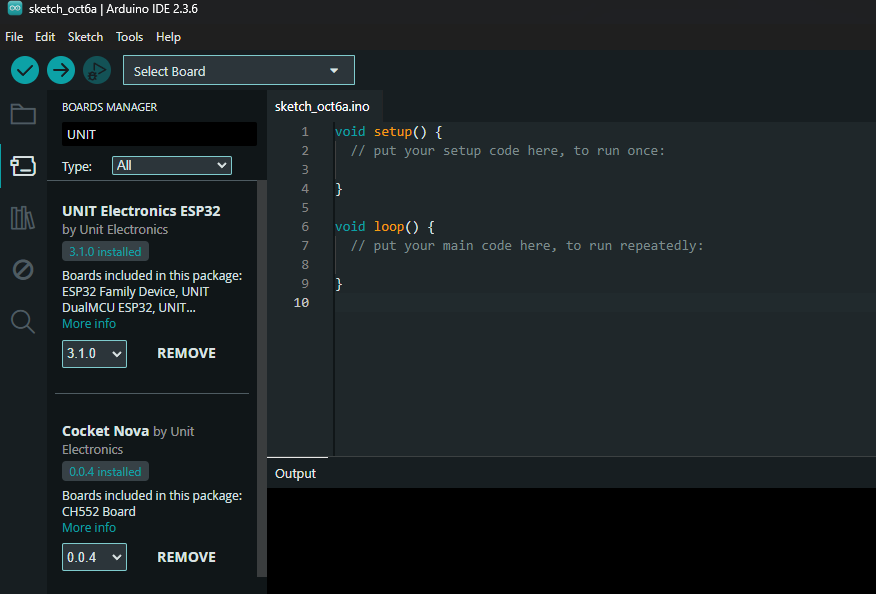 Arduino IDE boards manager
