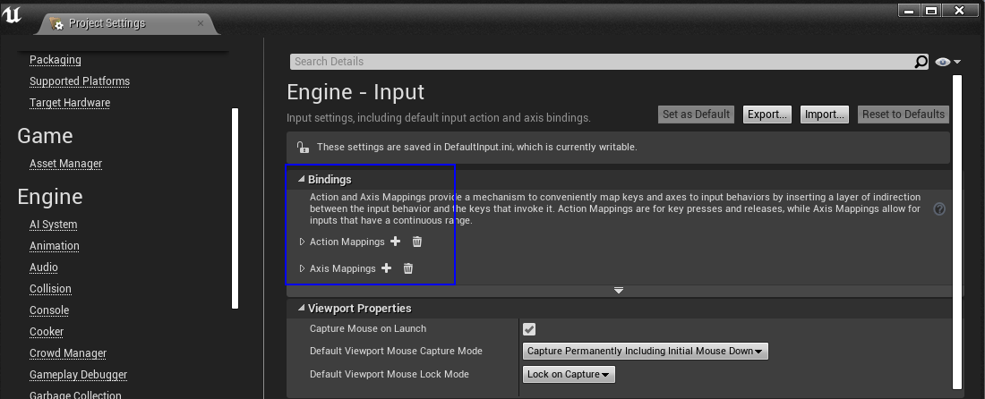 UE Engine Input Bindings