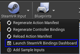 Launch SteamVR Bindings Dashboard