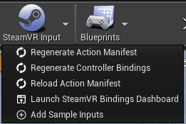 UI SteamVR Input toolbar