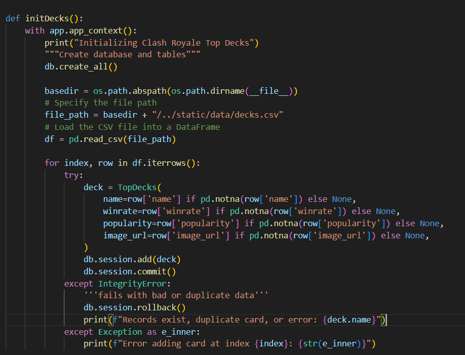 Initialize Table