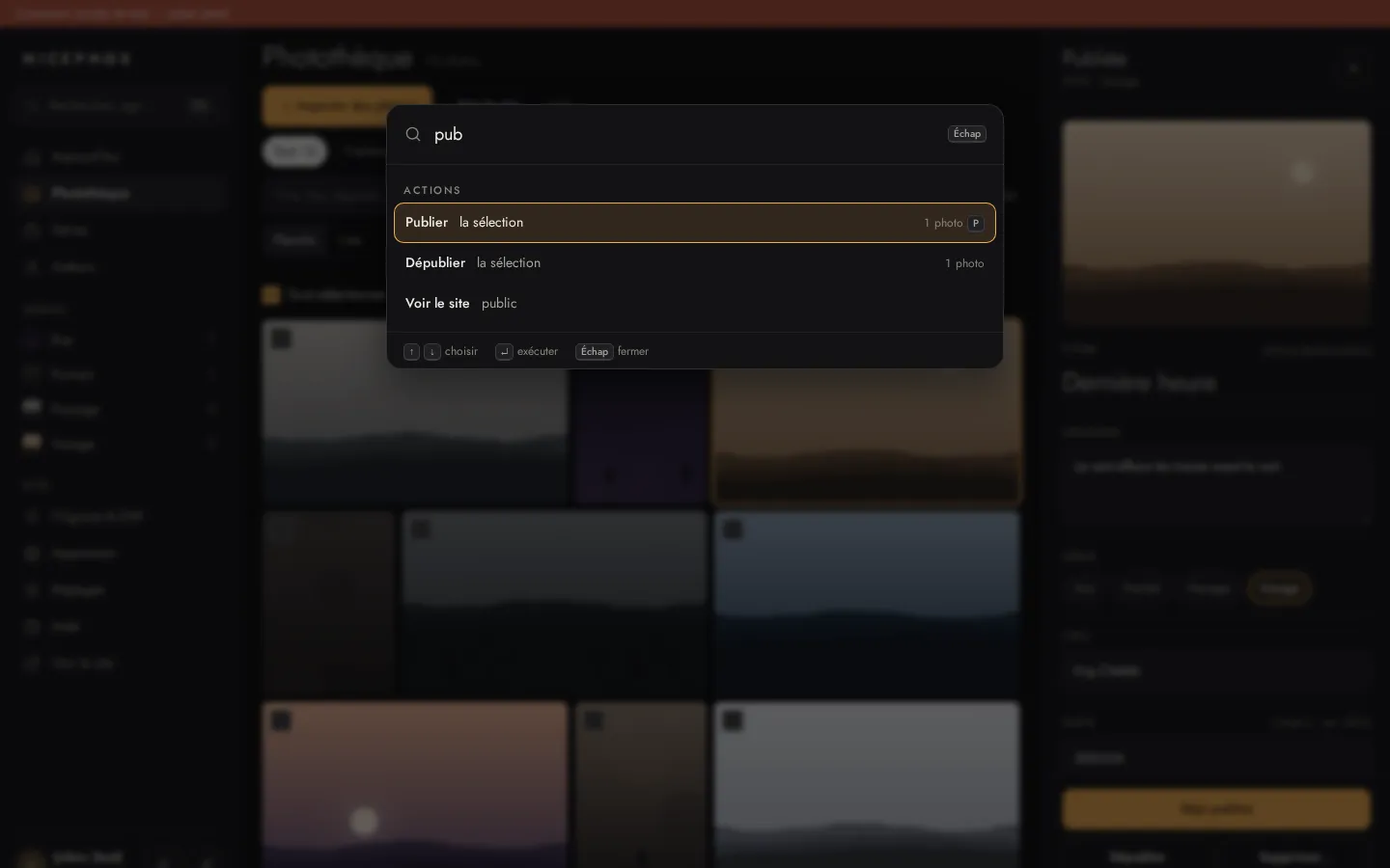 Palette de commandes