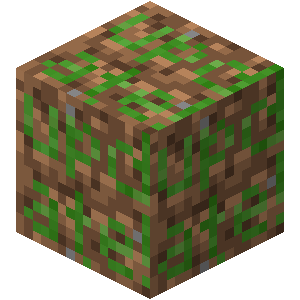 An info update block: a dirt block with "update" written in green on its surface