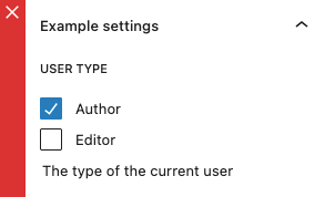 Wrong: A screenshot showing two checkboxes for "Author" and "Editor", one checked
