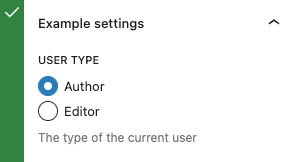 Right: A screenshot showing two radio buttons for "Author" and "Editor", one checked