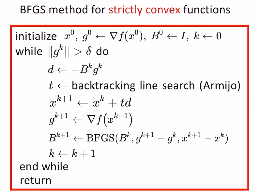 BFGS for convex