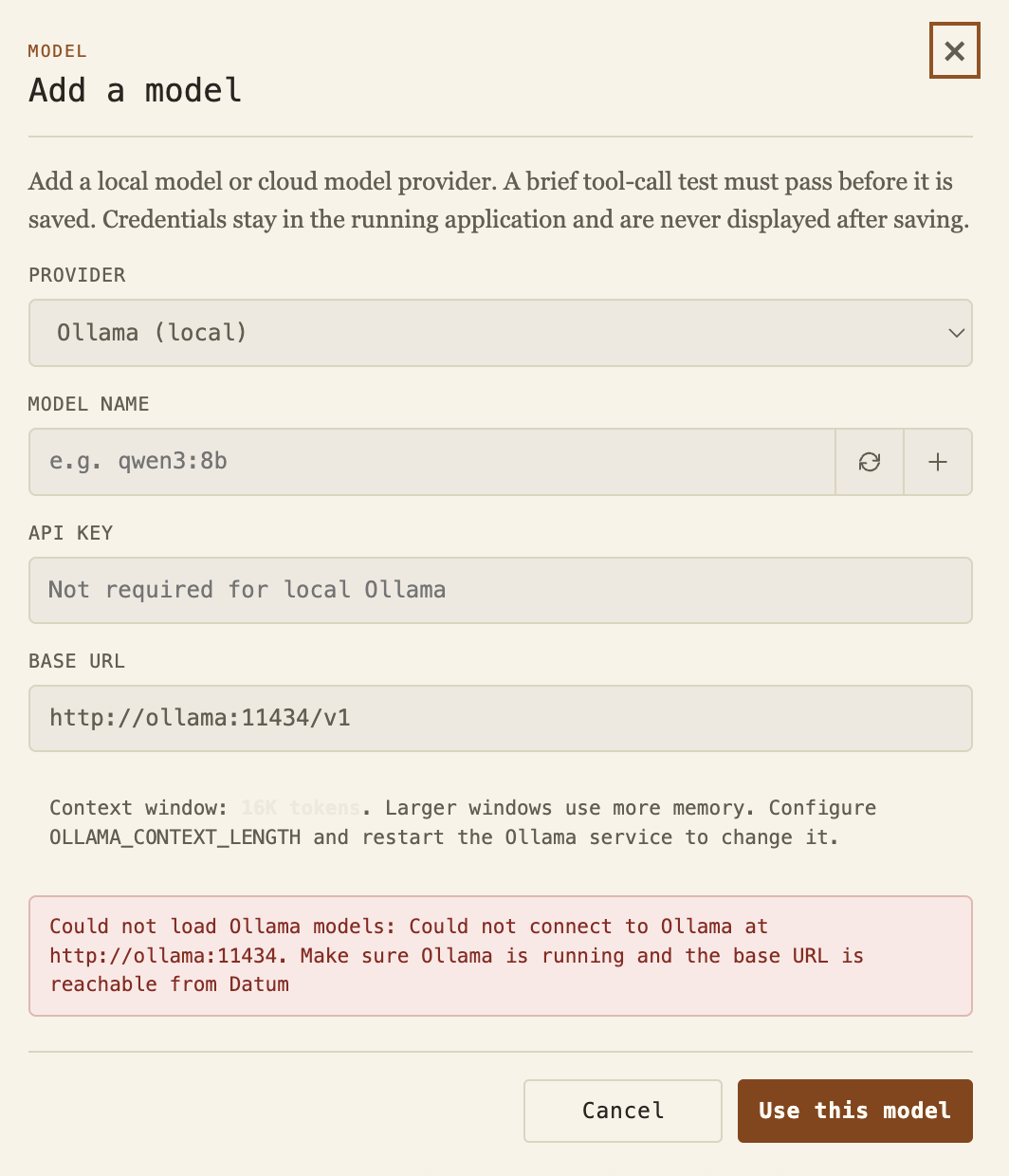 Datum add model dialog