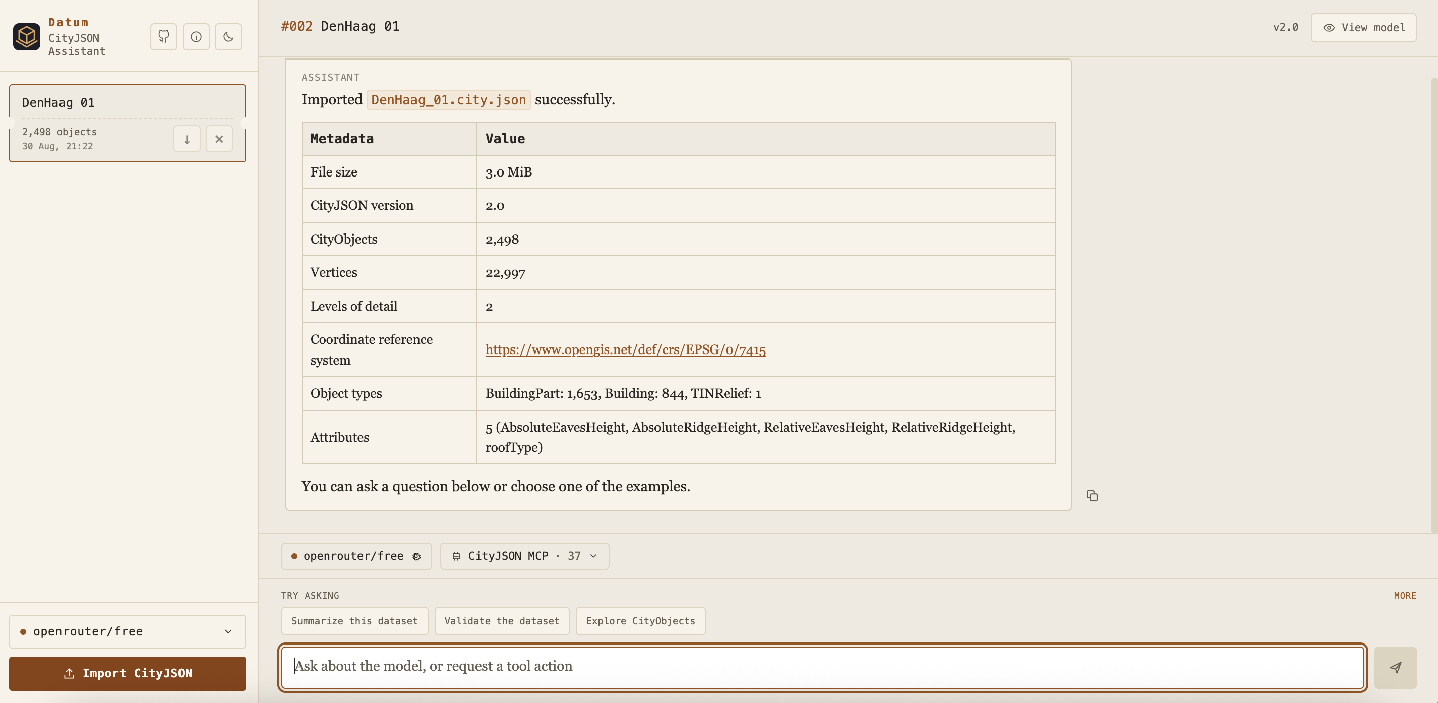 Datum conversation workspace