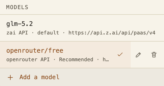 Datum model menu
