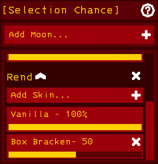 The distribution menu added with the new moon configuration