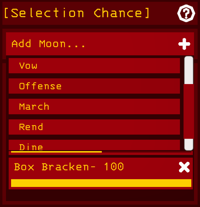 The expanded add moon dropdown