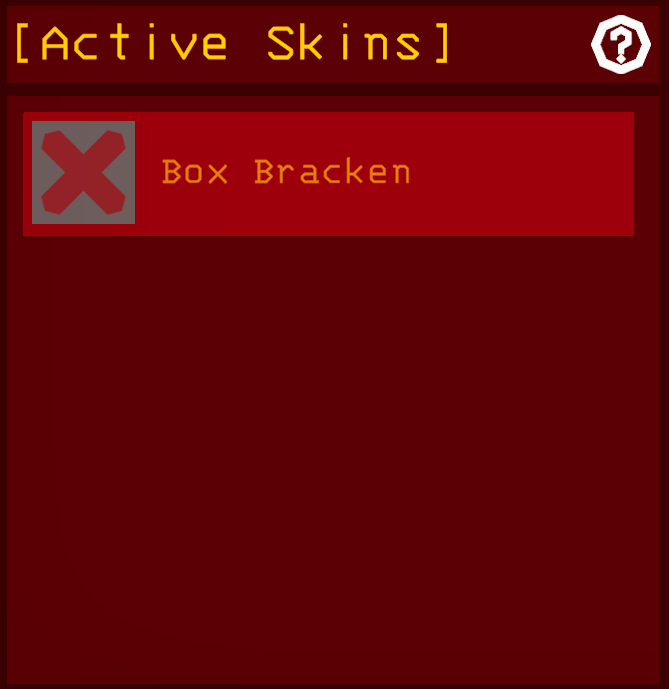 The active skin section of the skin configuration menu, showing a deactivated skin