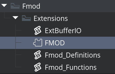 Select the FMOD Extension under Fmod -> Extensions
