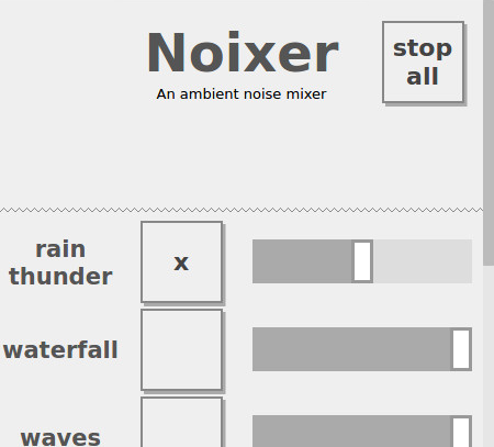noixer, an ambient sound mixer screenshot