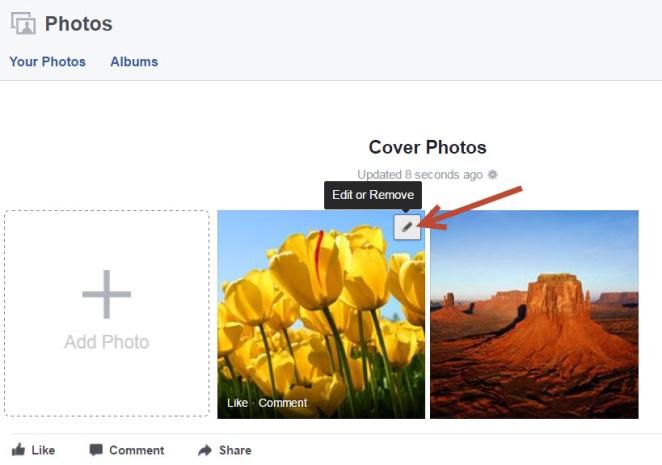 Edit or Remove button at top-right of Cover Photos