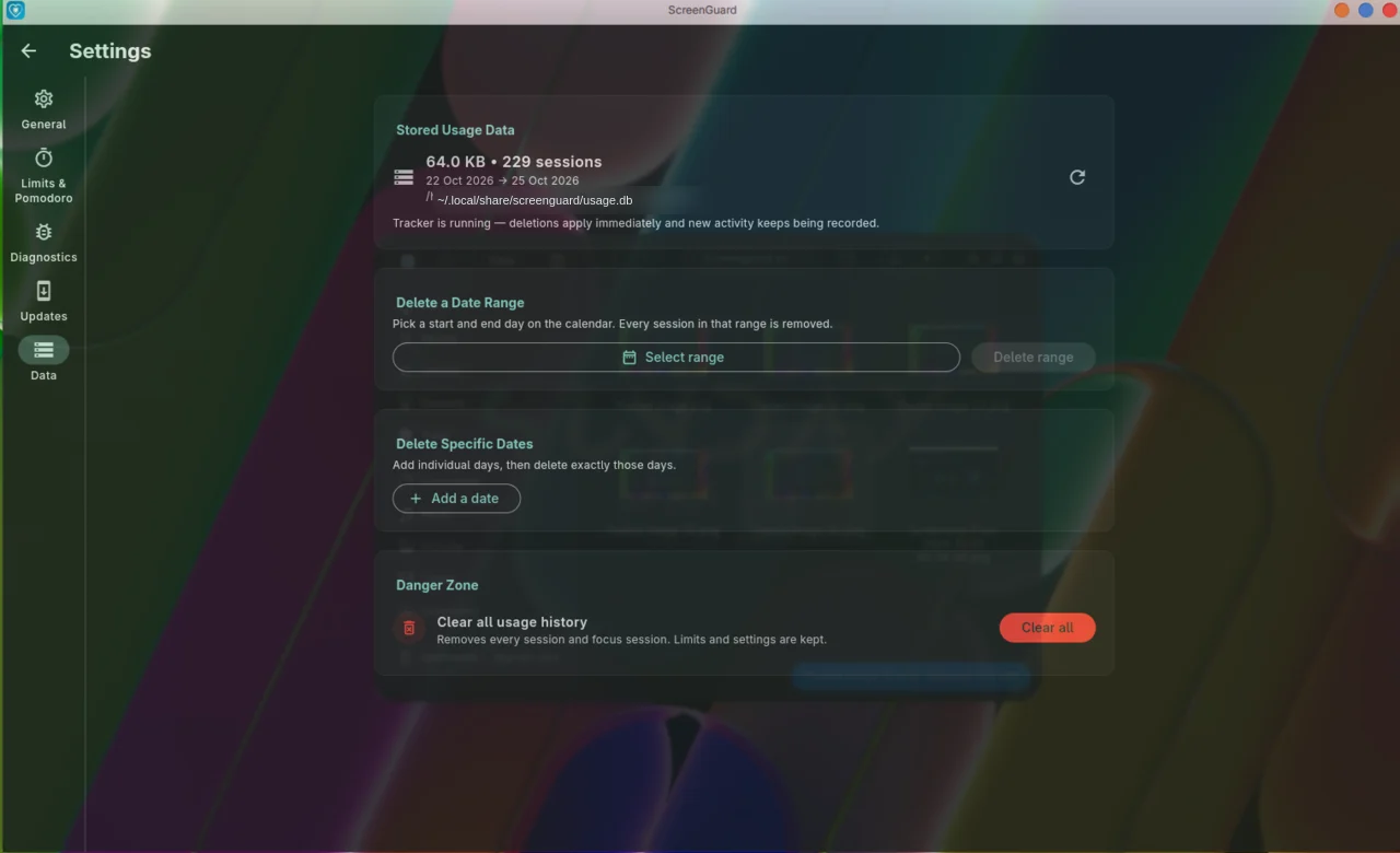Settings — Data