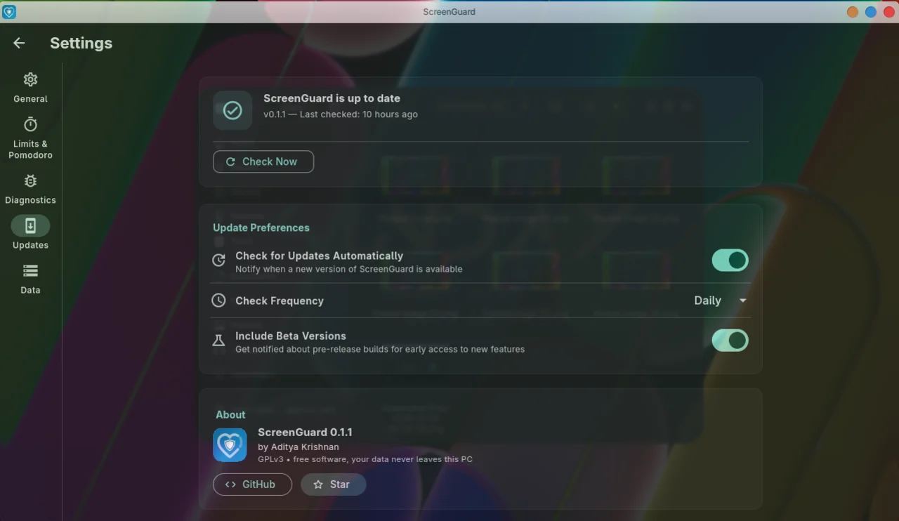 Settings — Updates