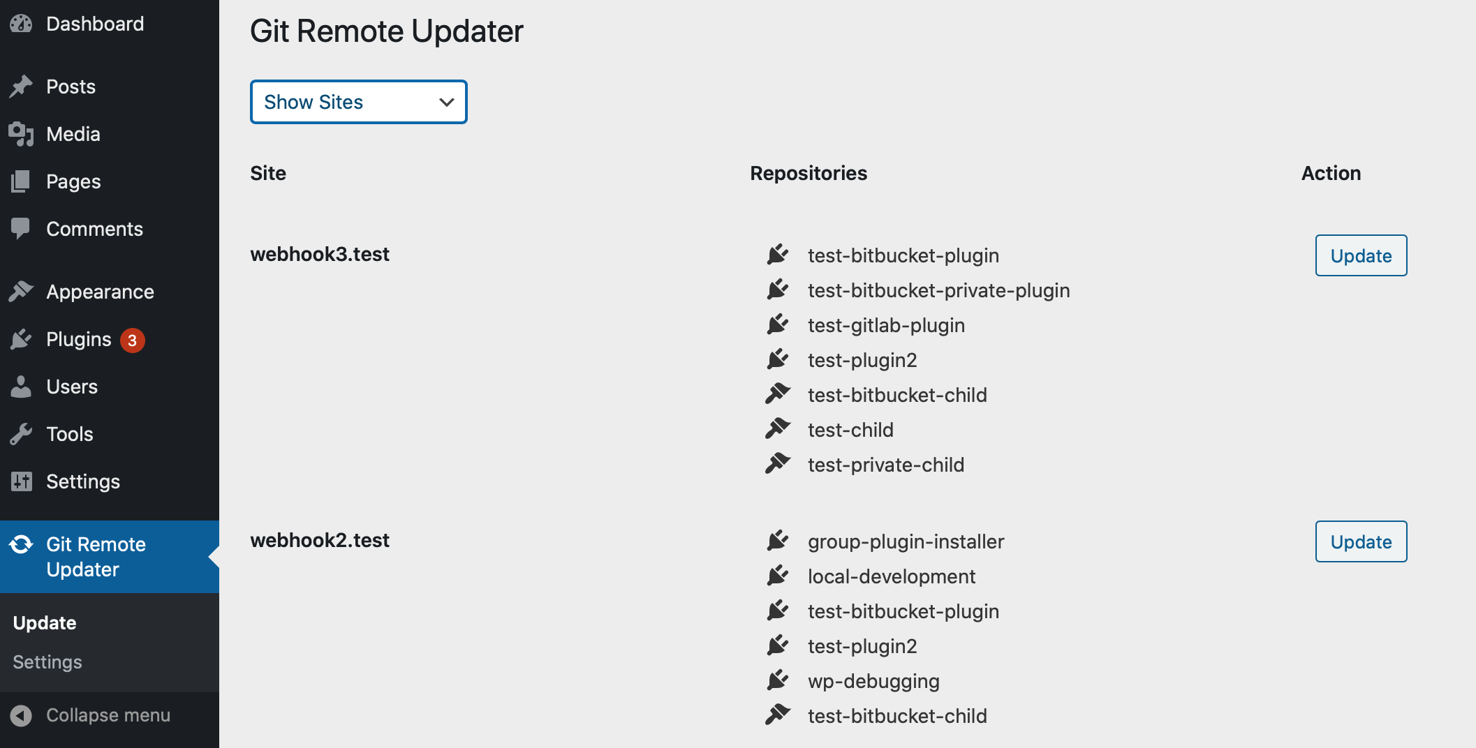 Git Remote Updater by Site