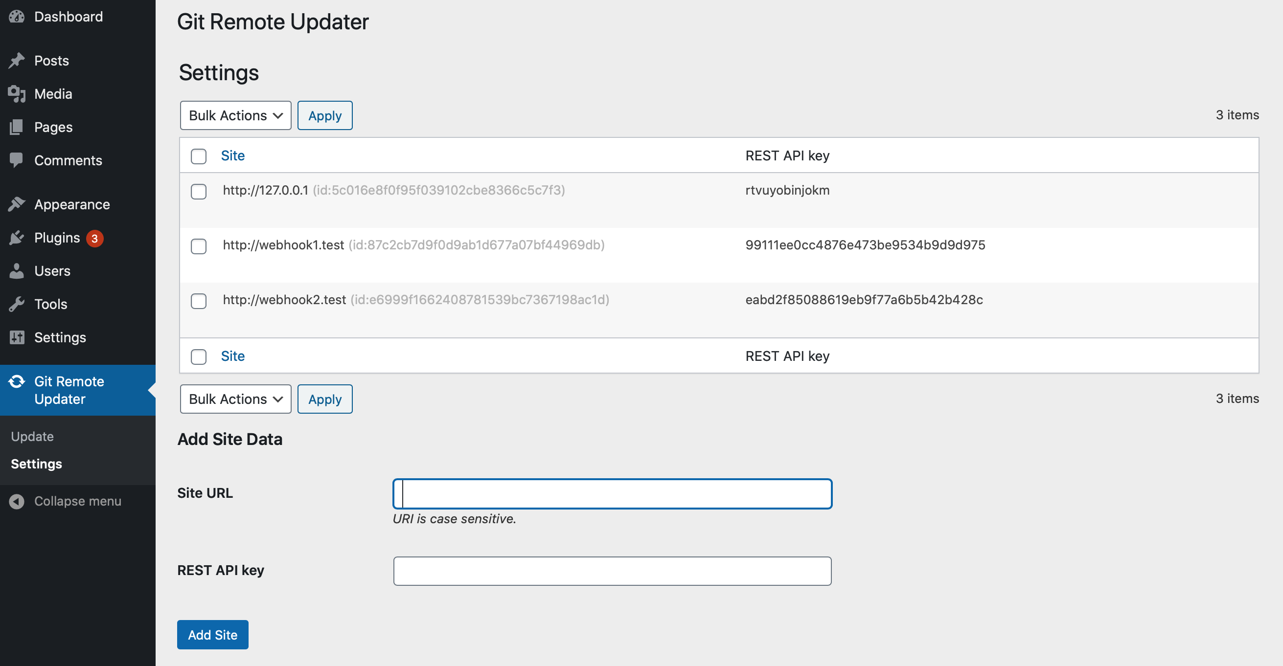 Git Remote Updater Settings