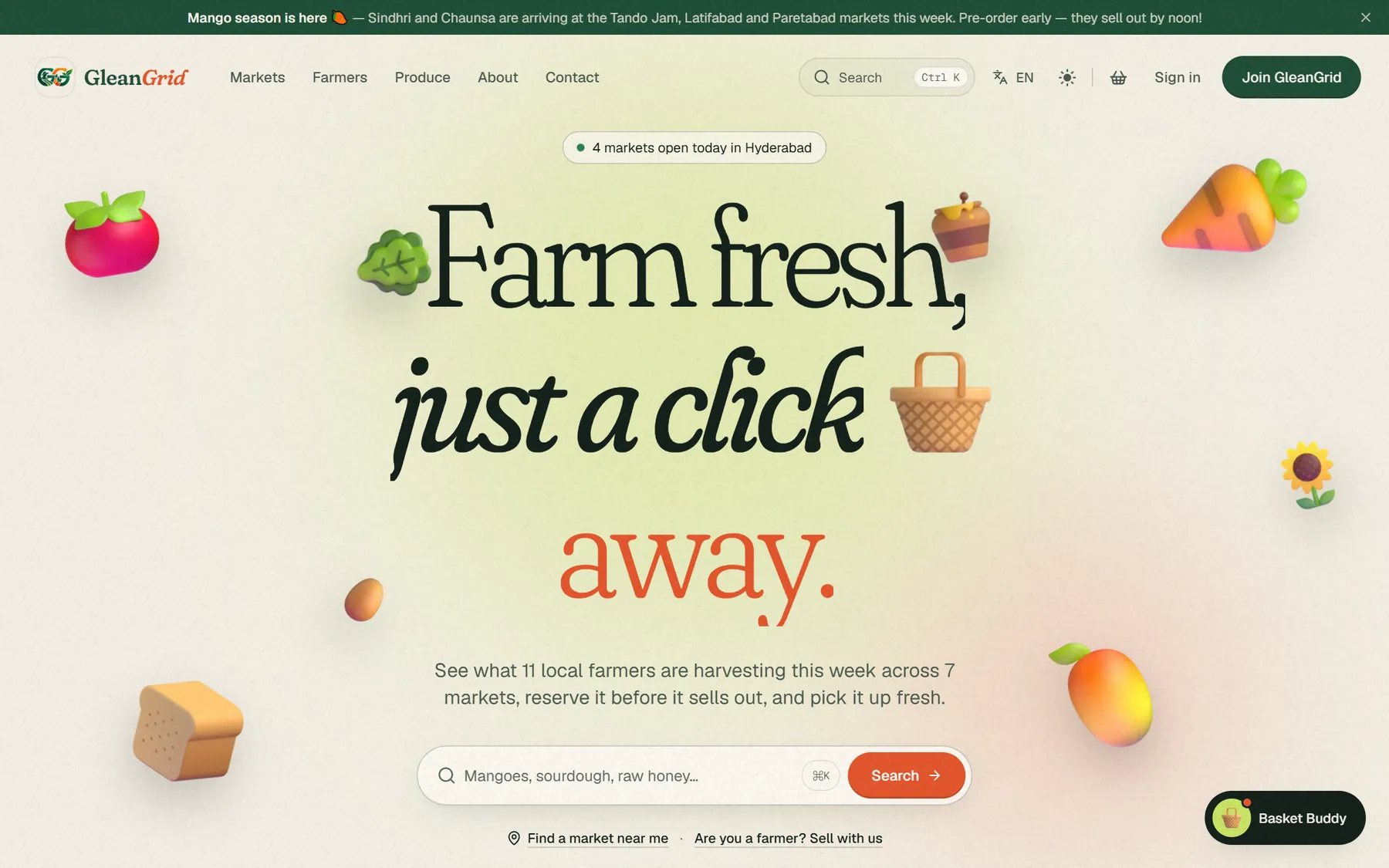 GleanGrid home page