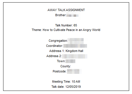 Away Talks Slip