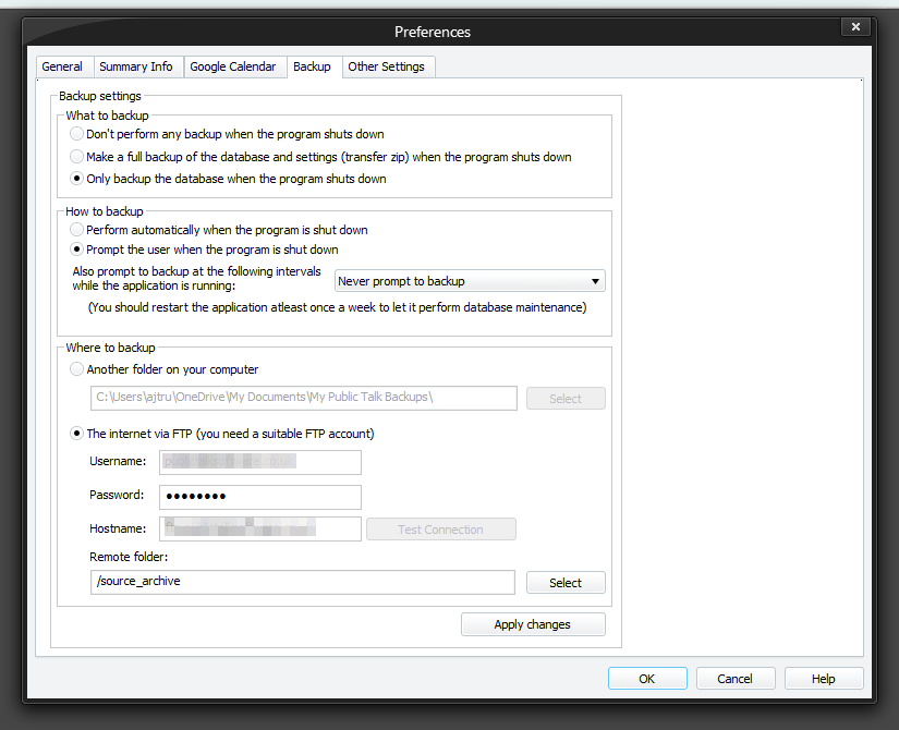Backup Window