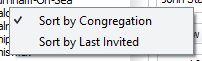 Congregations context menu