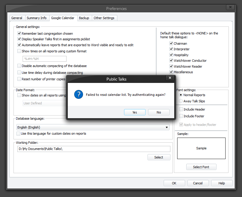 Google Calendar Authentication - Step 1