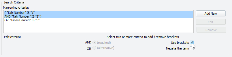 Flexible criteria - Use brackets