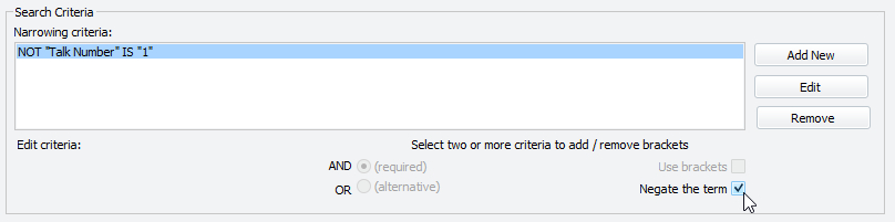 Flexible criteria - Negate