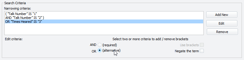 Flexible criteria - OR