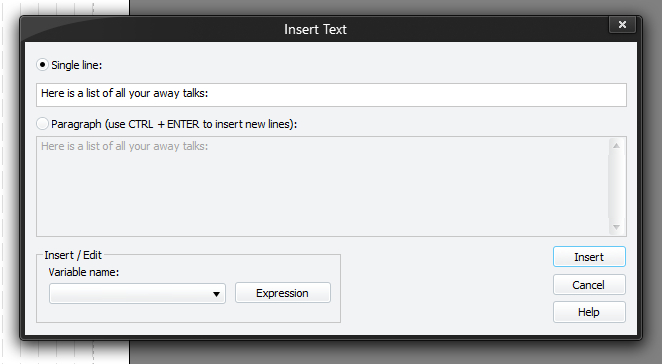 Insert Text Window