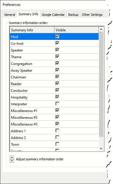 Summary Info Tab