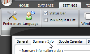 Summary Info button