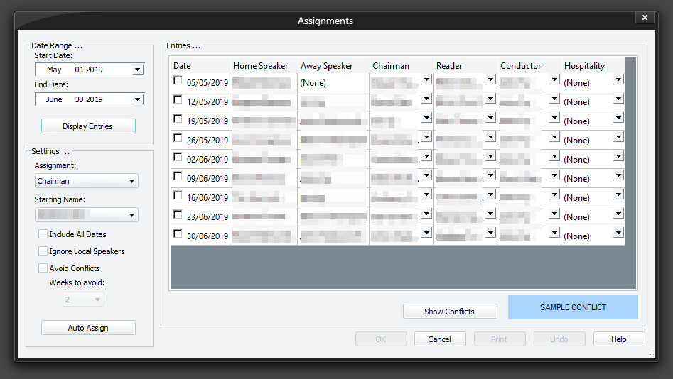 Assignment Editor window