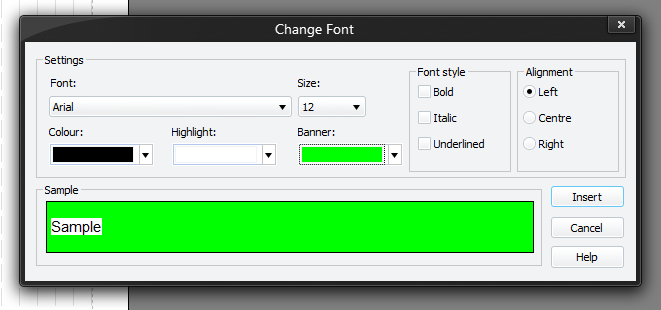 Change Font Window