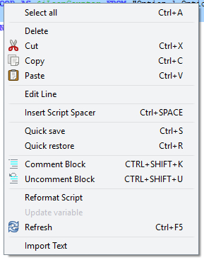 Script Editor Context Menu