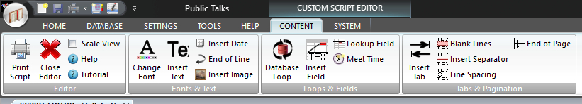 Content Ribbon Panel