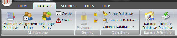 Database Ribbon Panel