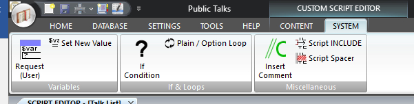 System Ribbon Panel