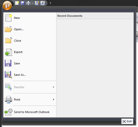 Application Main Menu