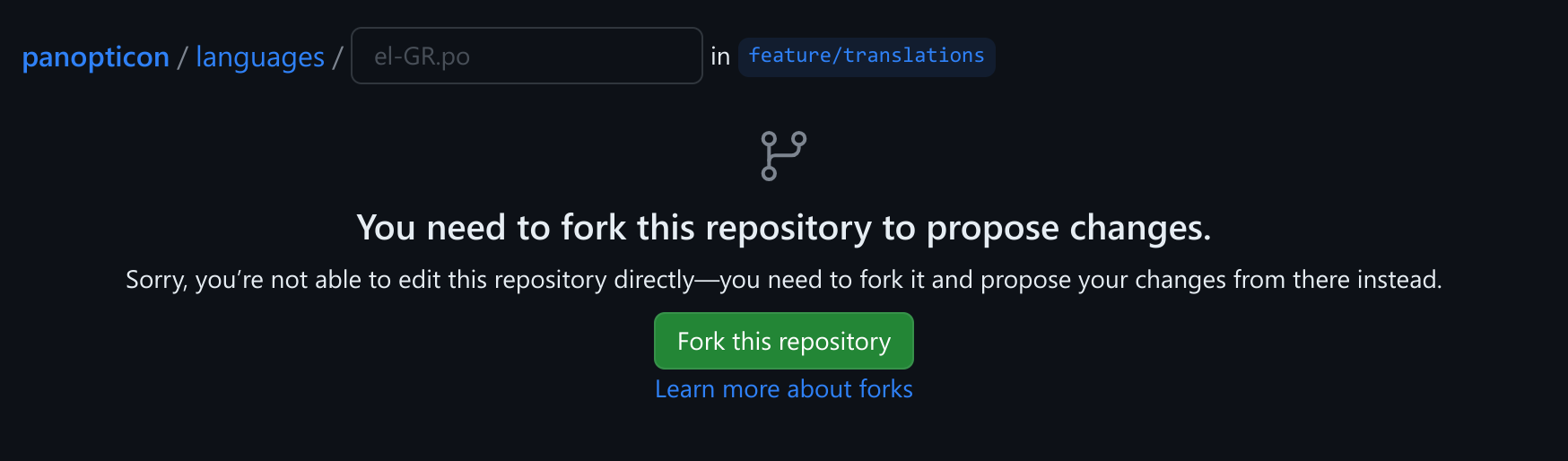 GitHub says you need to fork the repo