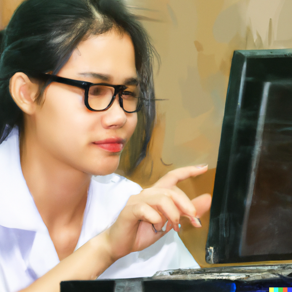 DALL·E 2023-06-20 15.57.43 - a closeup oil portrait of young female teacher of computer science with a computer.png