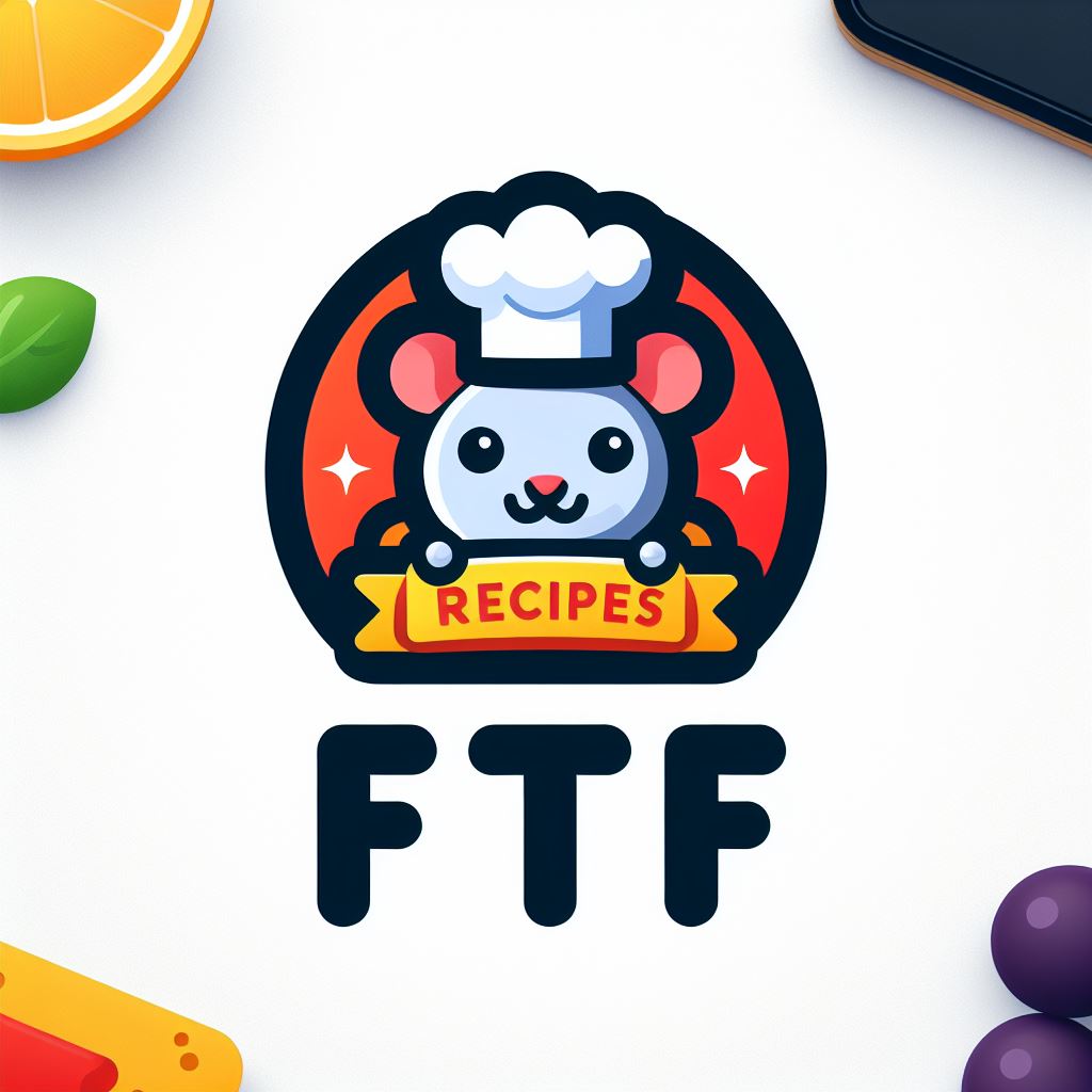 Prompt was "A logo for a web app that generates recipes. It must say FTF in a sans serif font below the main logo. Make it colorful but not overfill the image. It's not a horror vacui. Put a cute ratoutouille (i dont speak french) in the center with a chef hat."