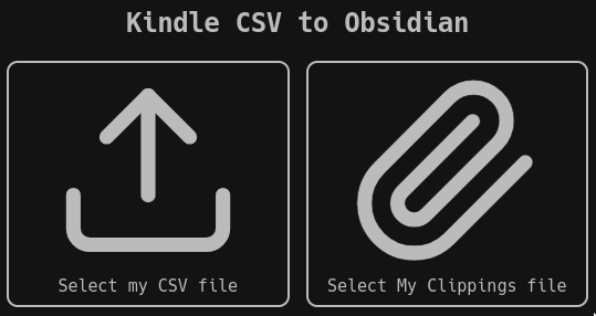 Kindle CSV Converter Obsidian--导入您的文件