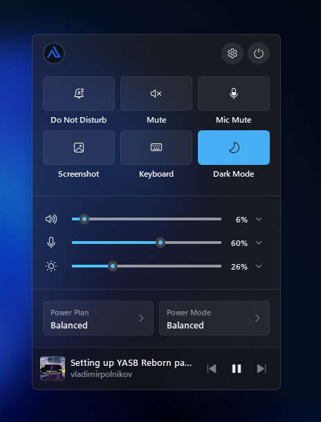 Control Center YASB Widget
