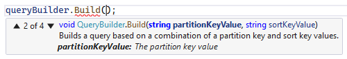 An example of how overloaded methods appear in Visual Studio